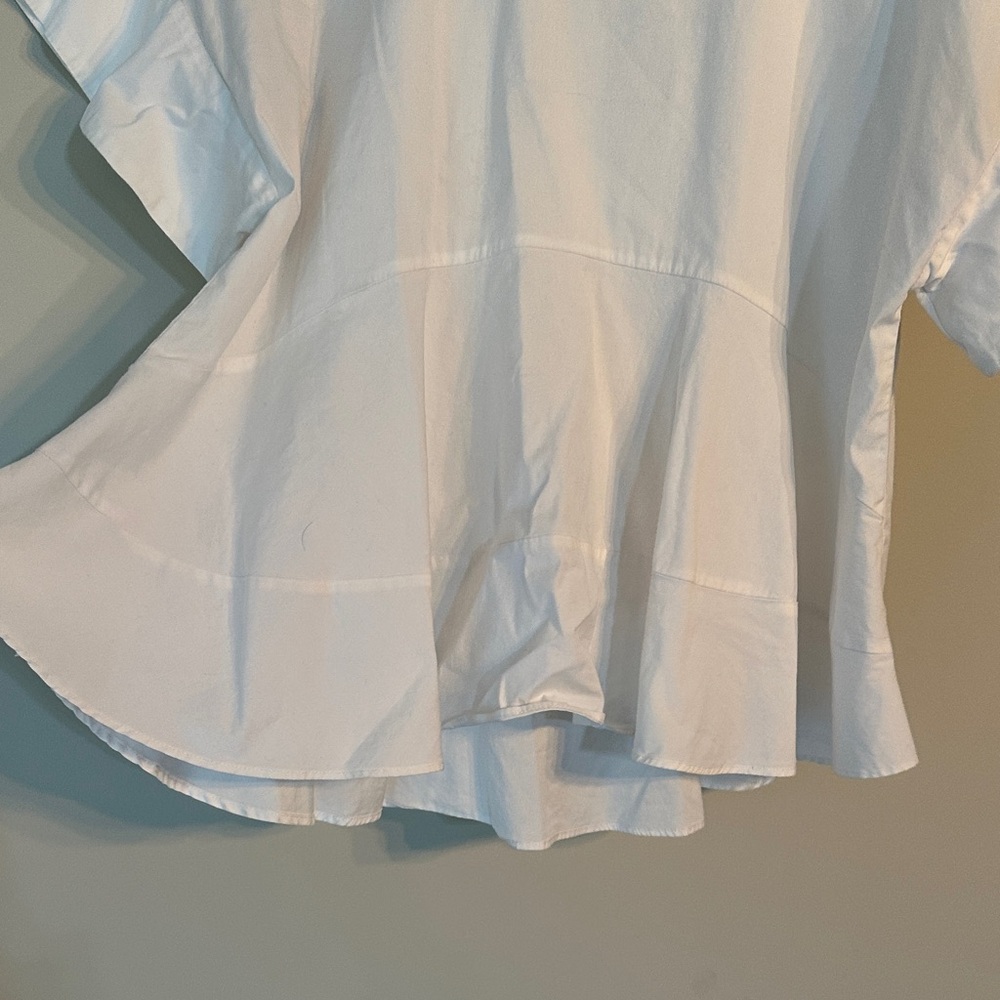 Zara Basics White Ruffle Sleeve Top - Picture 3 of 4